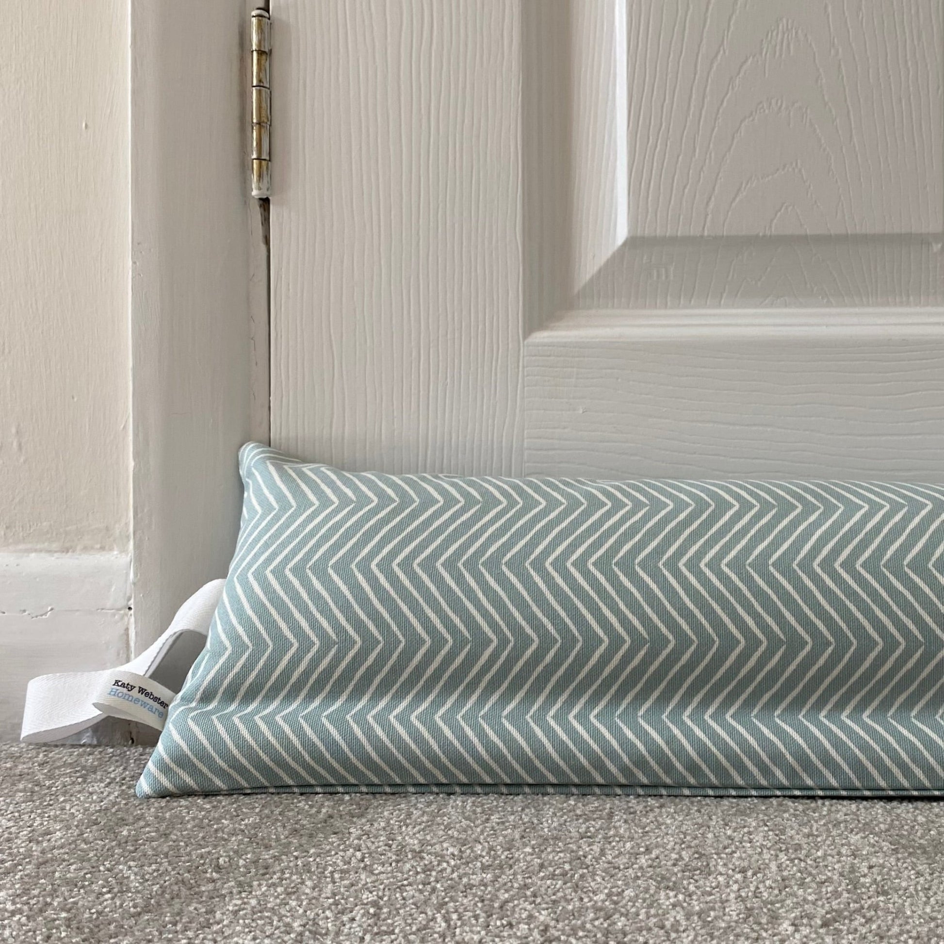 Mint Herringbone Weighted Draught Excluder - katywebsterhomeware