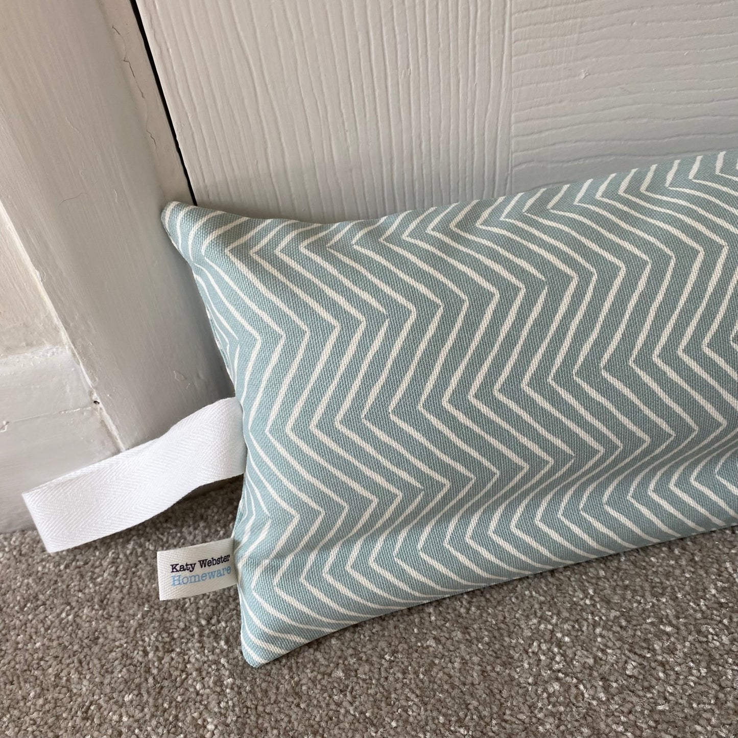 Mint Herringbone Weighted Draught Excluder - katywebsterhomeware