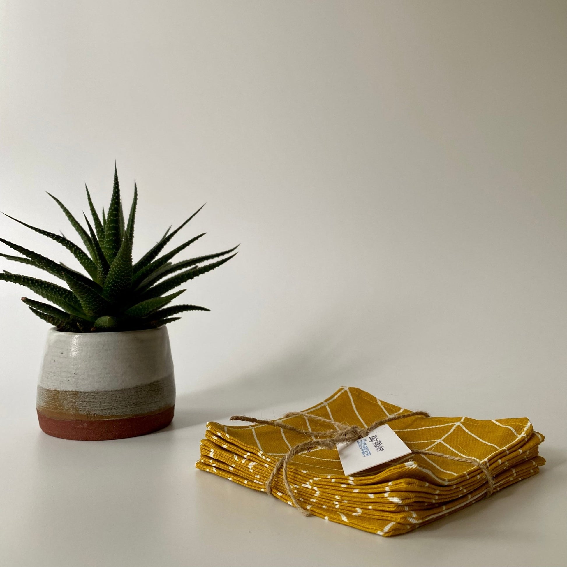 Mustard Chevron Fabric Coasters - 6 Pk - katywebsterhomeware