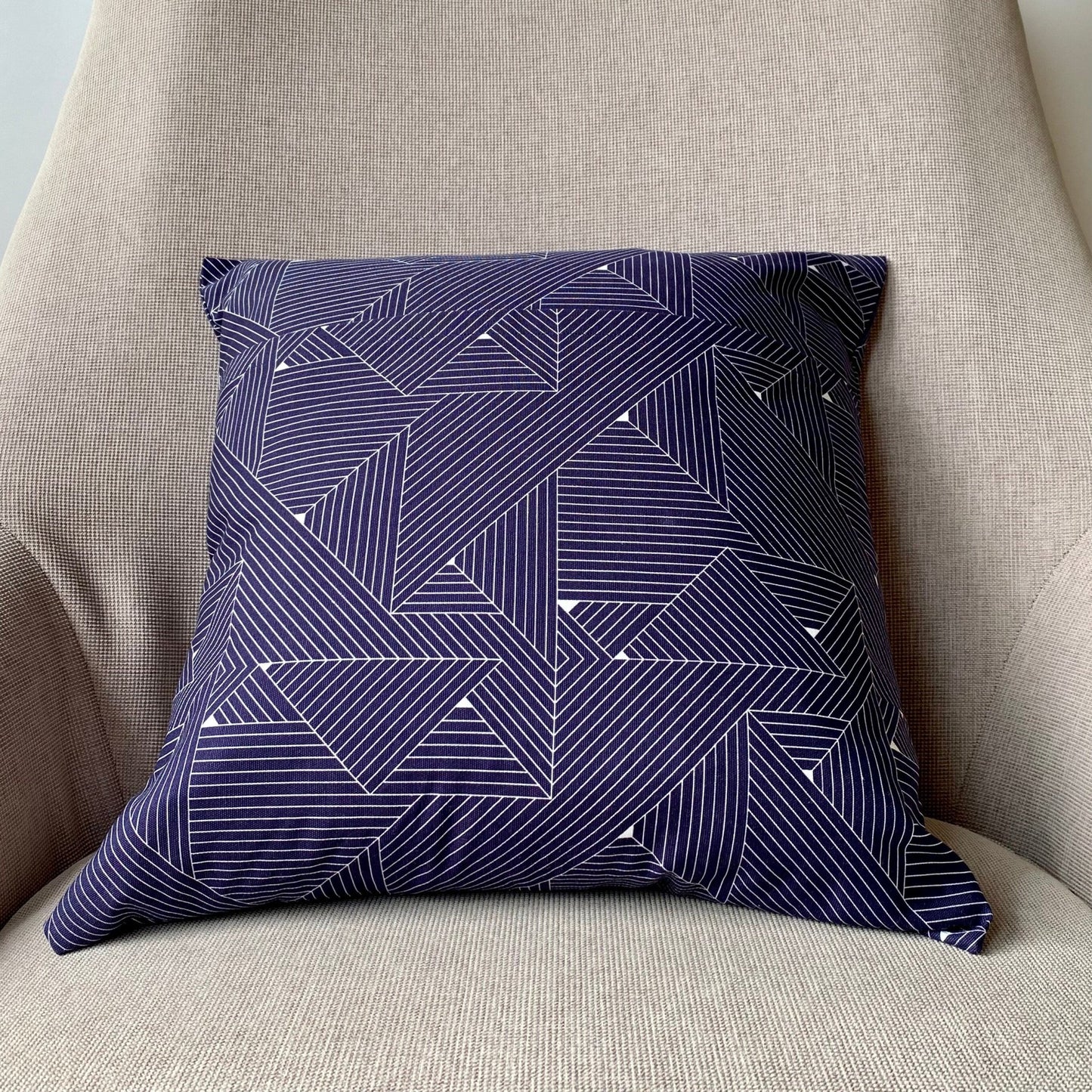 Navy Geometric Cushion Cover, 18 x 18" - katywebsterhomeware