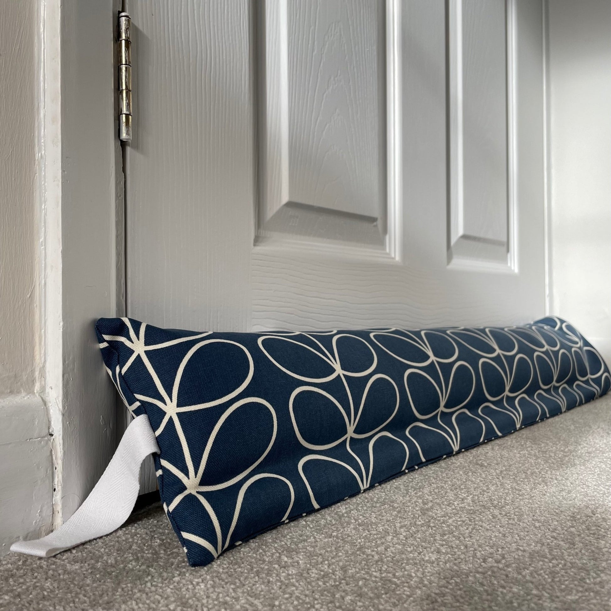 Navy Linear Stem Weighted Draught Excluder - katywebsterhomeware