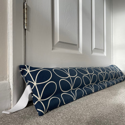 Navy Linear Stem Weighted Draught Excluder - katywebsterhomeware