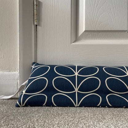 Navy Linear Stem Weighted Draught Excluder - katywebsterhomeware