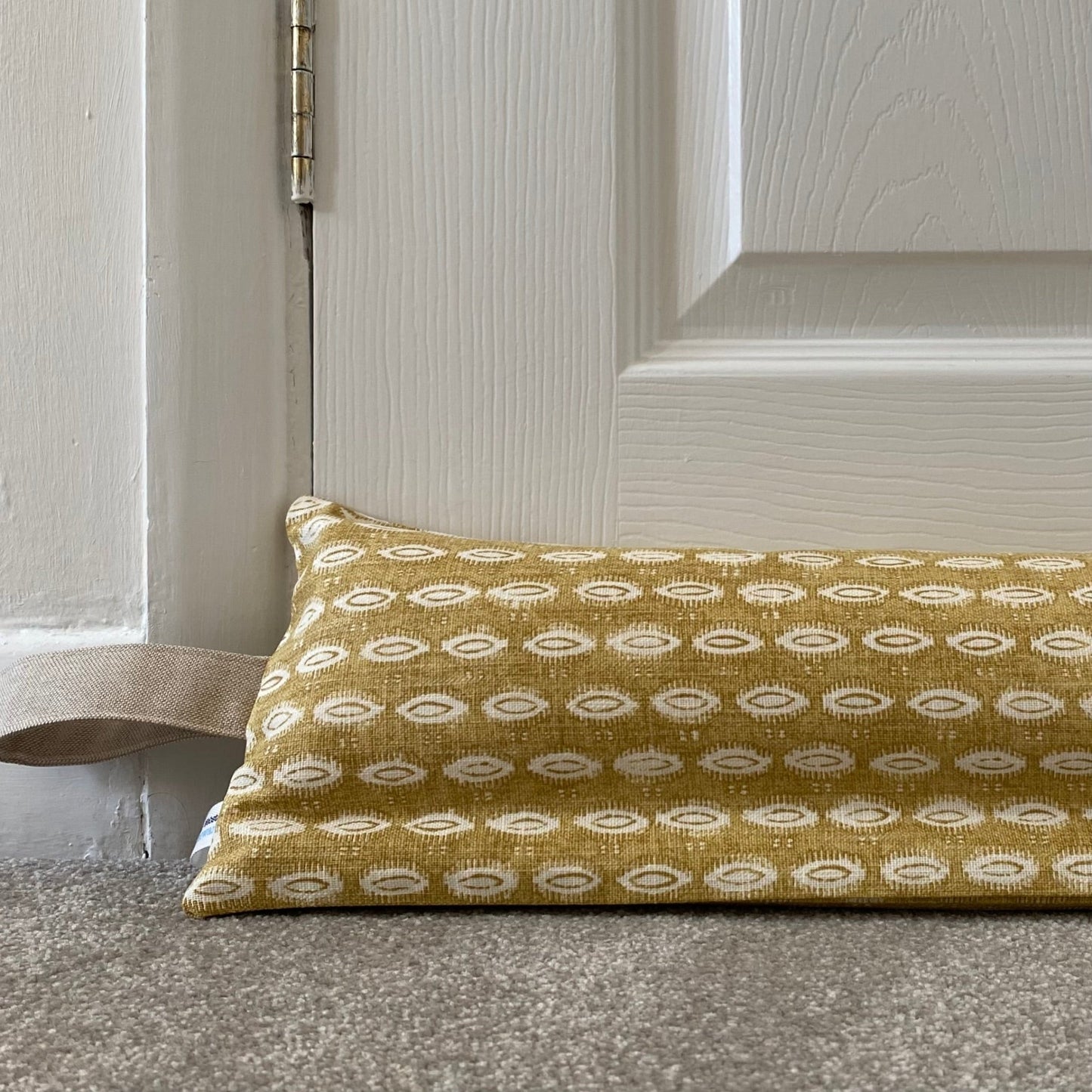 Ochre Indian Block Weighted Draught Excluder - katywebsterhomeware