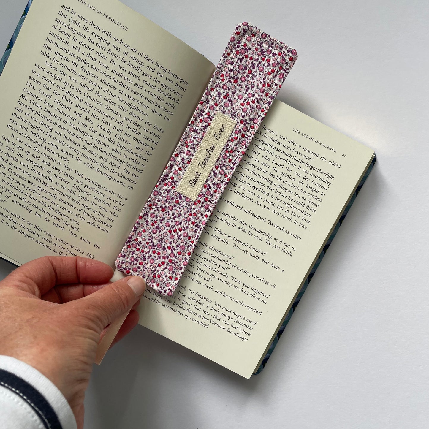 Fabric Bookmark with Quote (Teal Leopard)
