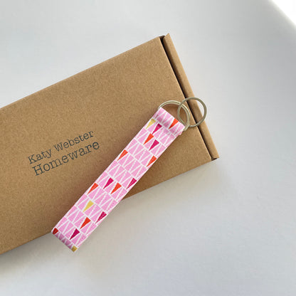 Wristlet Fabric Key Fob - Pink Triangle