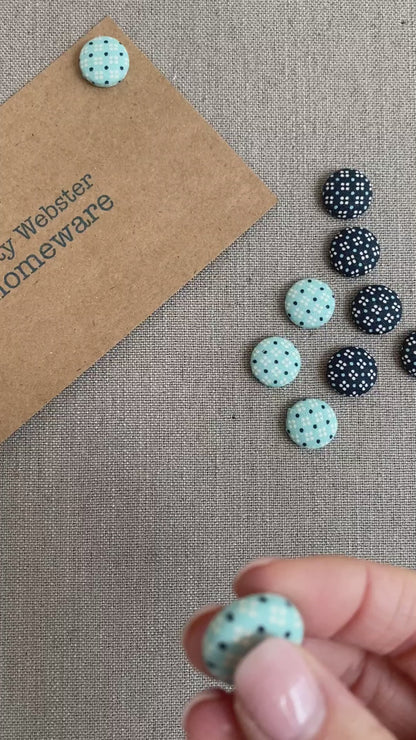 Navy/Teal Dots Fabric Drawing Pins (10 pk)