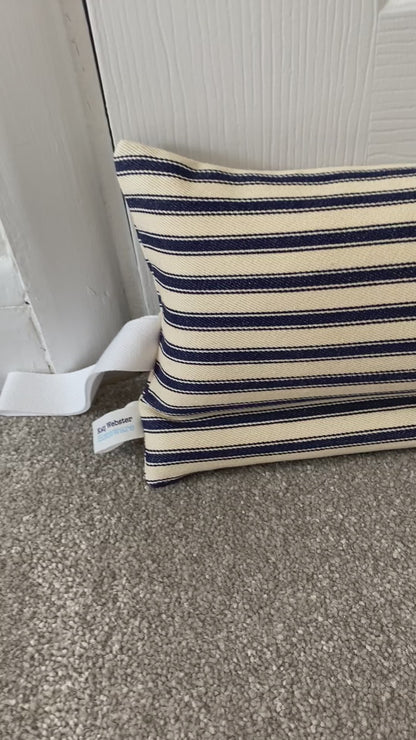 Navy Ticking Stripe Weighted Draught Excluder