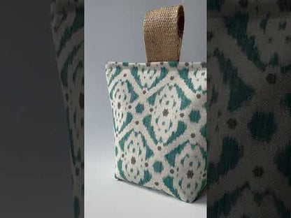 Teal/Grey Ikat Fabric Door Stop