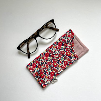 Red Floral Fabric Glasses Case