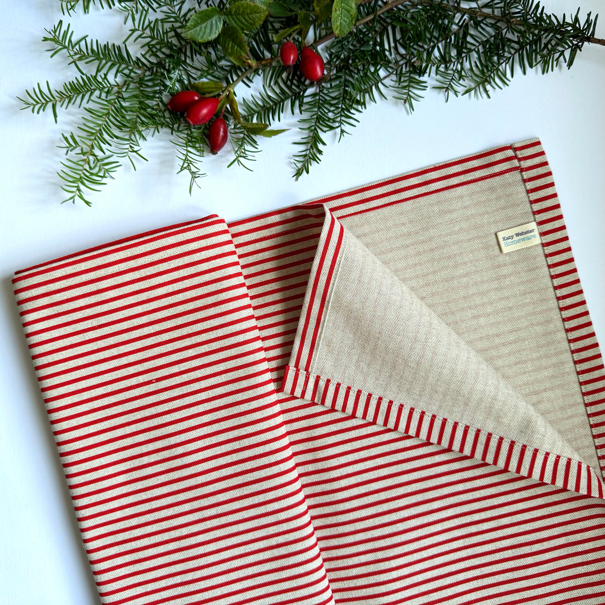 Red Stripe Christmas Table Runner