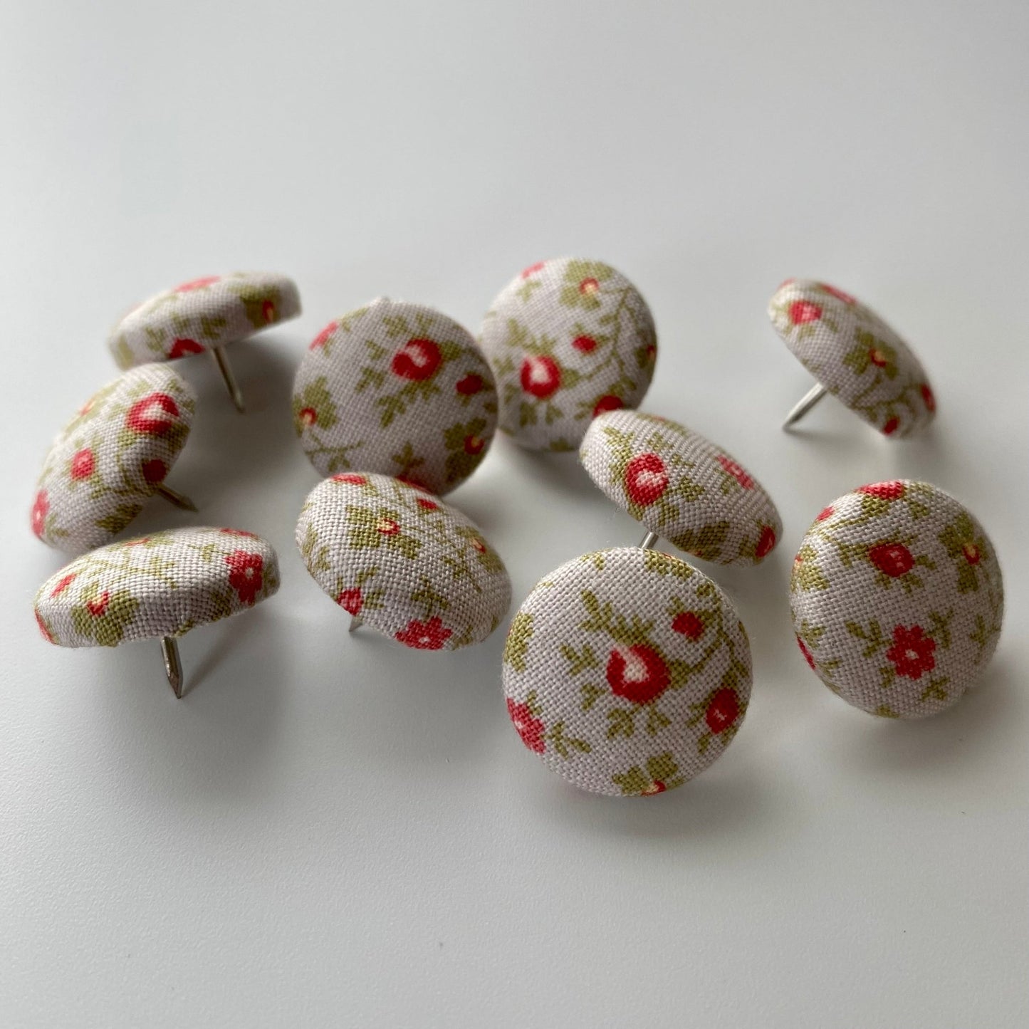 Sage Rose Fabric Covered Pins - katywebsterhomeware