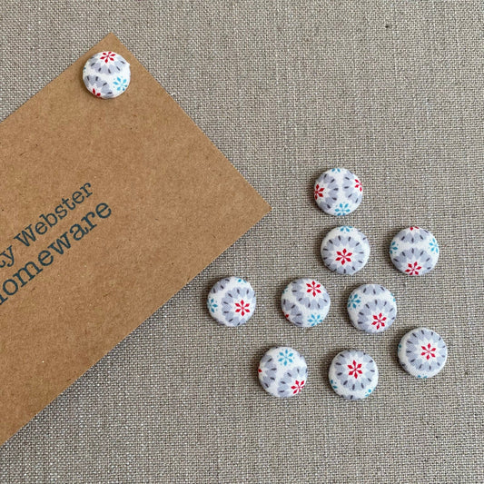 Snowflake Fabric Covered Pins (10 pk) - katywebsterhomeware