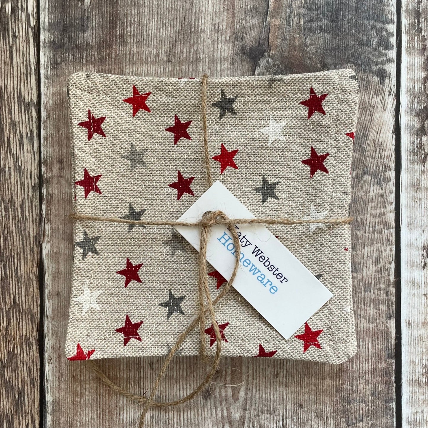 Sparkly Star Fabric Coasters - 6 Pk - katywebsterhomeware