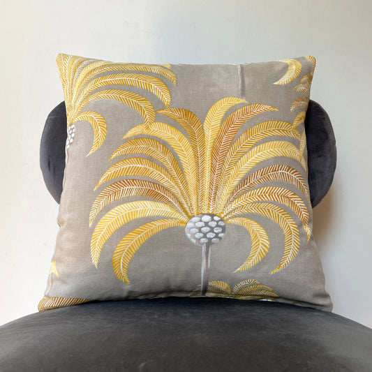 Taupe Palm Tree Cushion Cover 18 x 18"