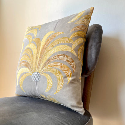 Taupe Palm Tree Cushion Cover 18 x 18"