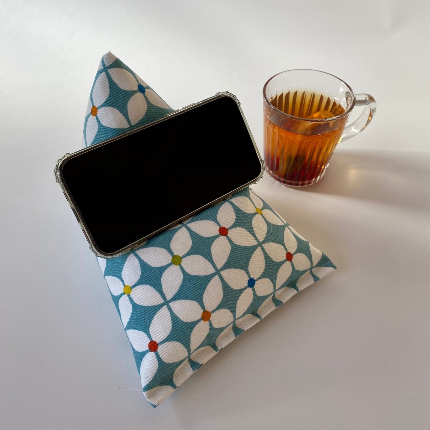 Teal Retro Bean Bag Phone Holder - katywebsterhomeware