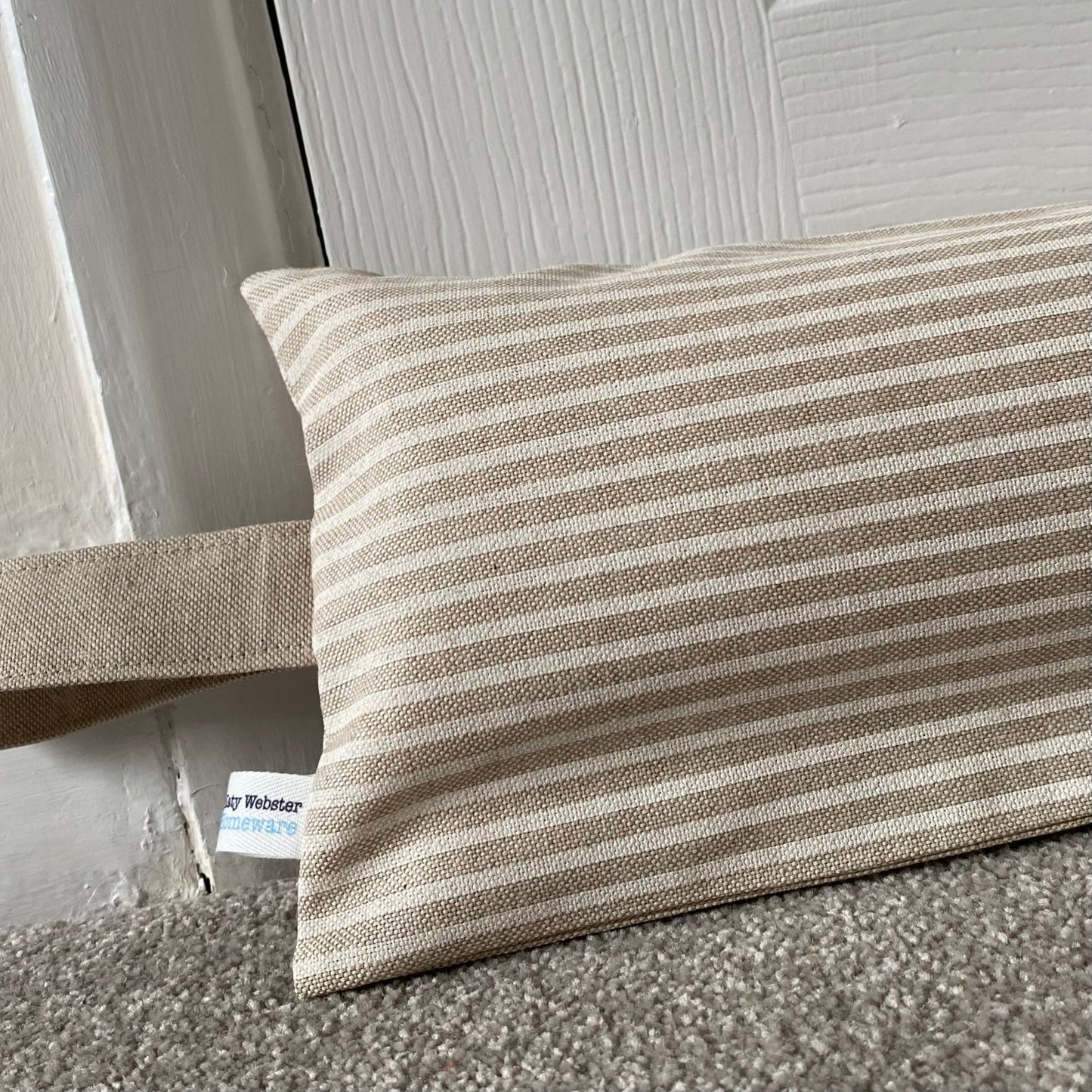 White Stripe Weighted Draught Excluder - katywebsterhomeware