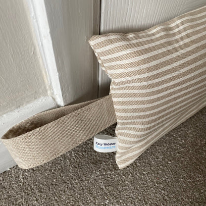 White Stripe Weighted Draught Excluder - katywebsterhomeware