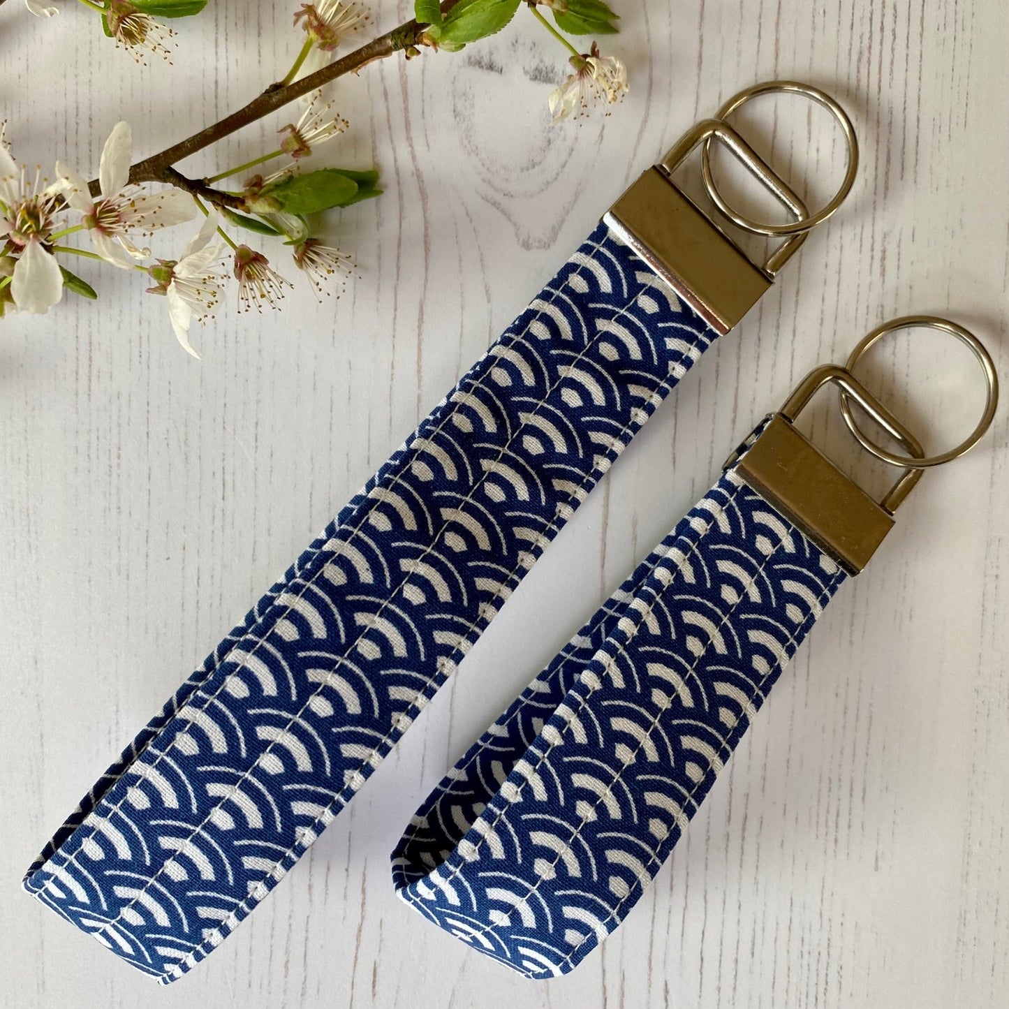 Wristlet Fabric Key Fob - Blue Wave - katywebsterhomeware