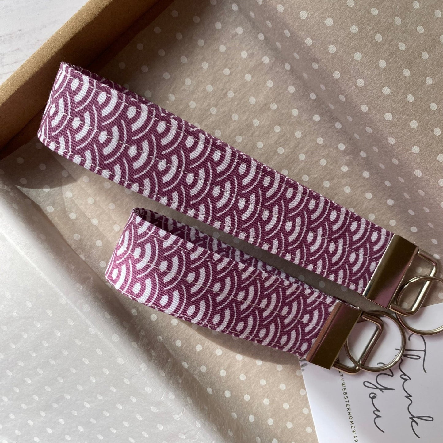 Wristlet Fabric Key Fob - Purple Wave - katywebsterhomeware