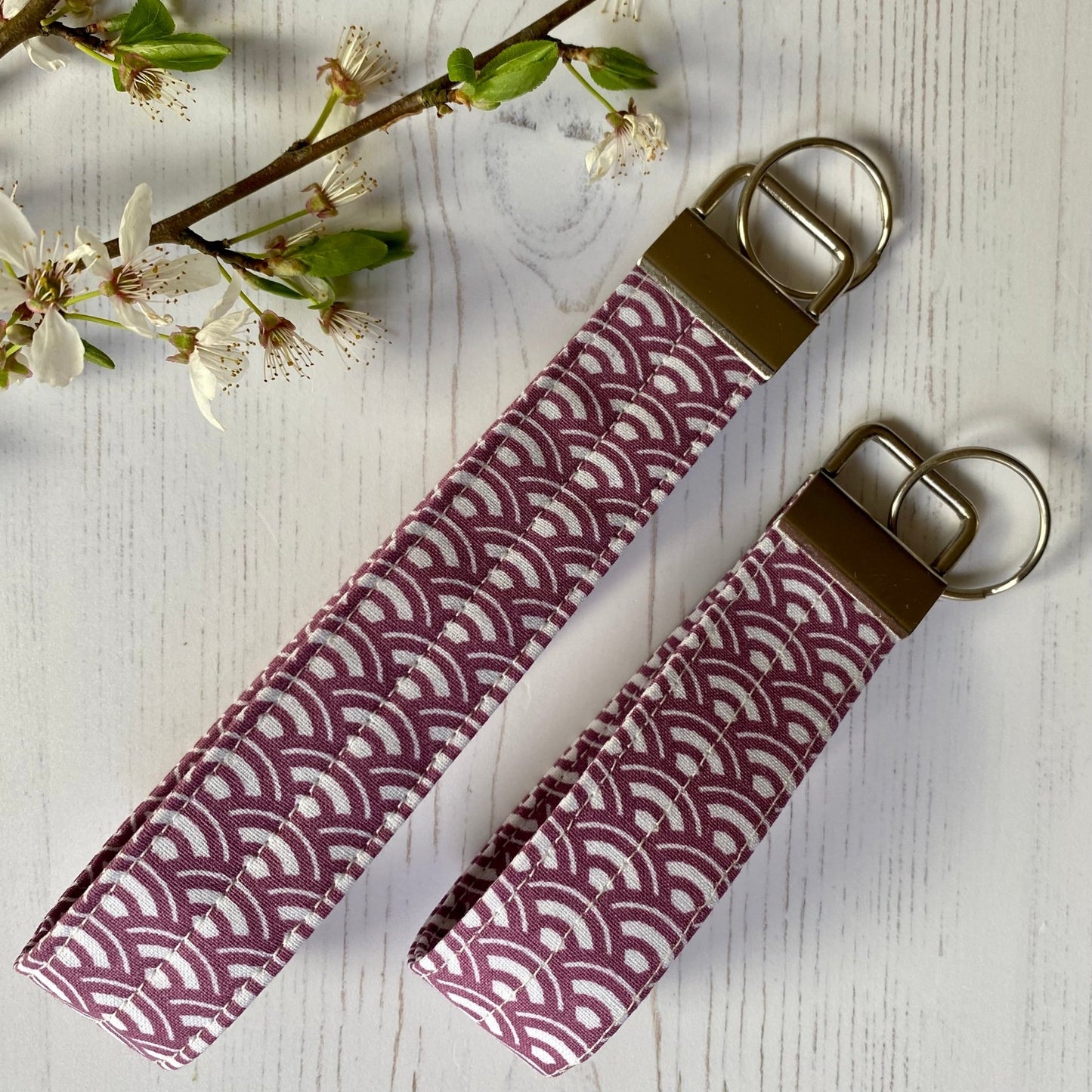 Wristlet Fabric Key Fob - Purple Wave - katywebsterhomeware